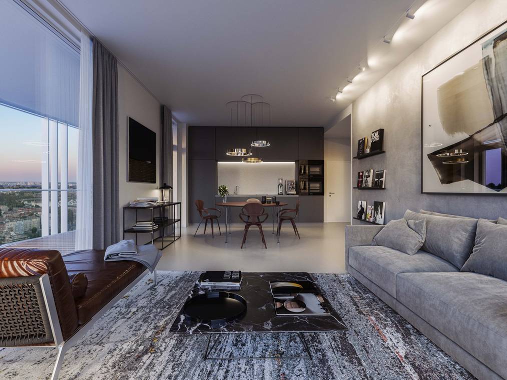 Υψηλής ποιότητας εσωτερική απεικόνιση σύγχρονου πολυτελούς διαμερίσματος στο Βερολίνο