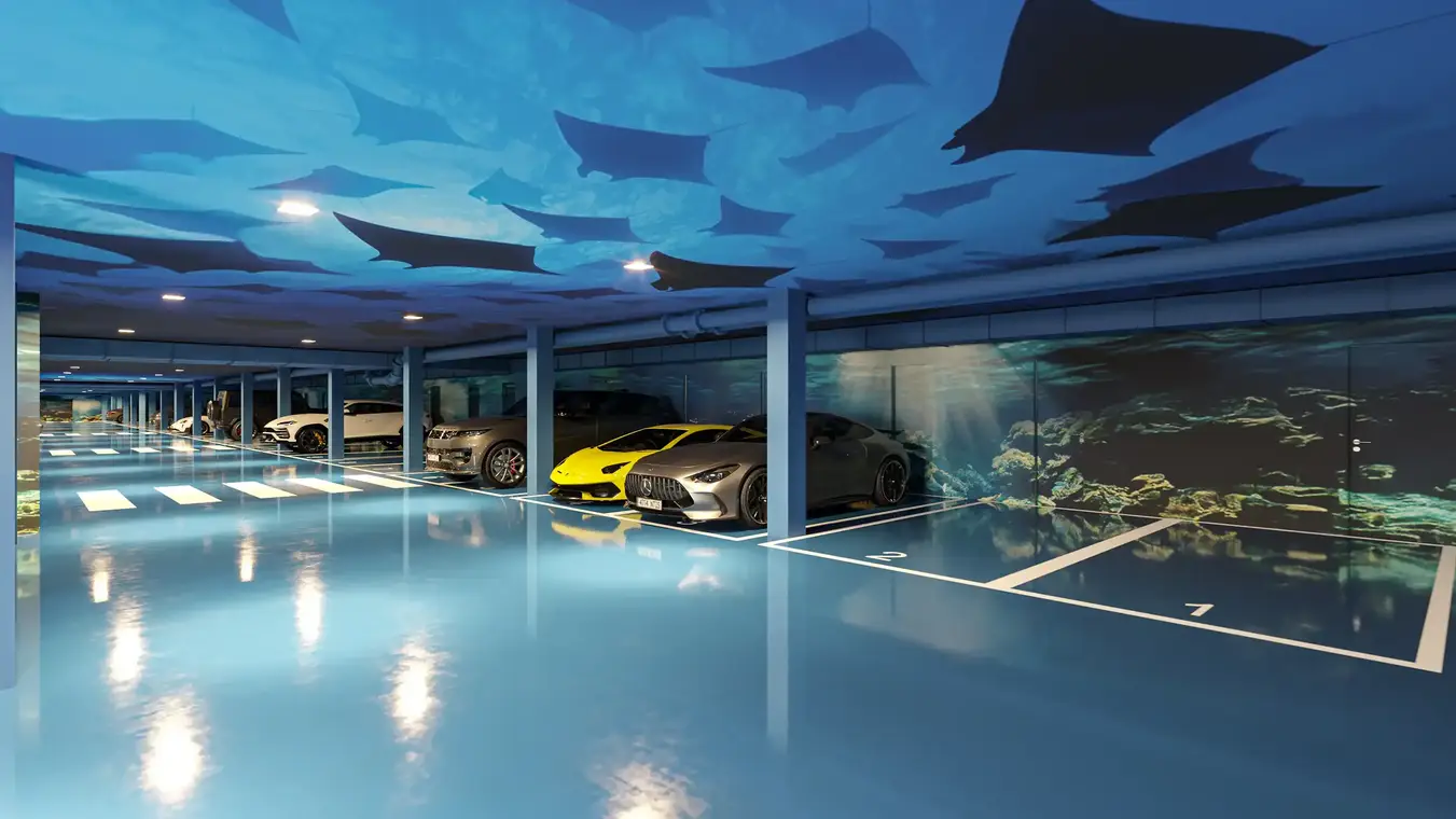 3D απεικόνιση υπόγειου πάρκινγκ υποβρύχιο design – ATLANTIS Ibiza