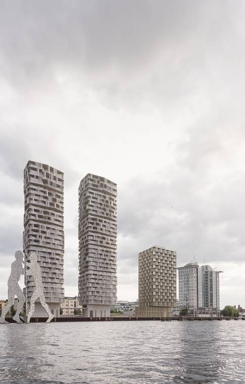 Φωτορεαλιστική απεικόνιση έργου ουρανοξυστών δίπλα στον ποταμό Spree στο Βερολίνο