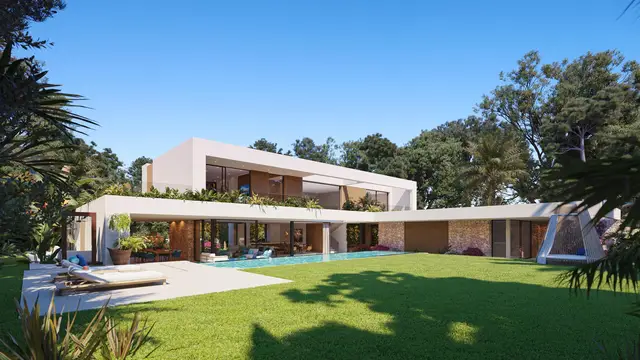 3D rendering πολυτελής βίλα Μαγιόρκα με πισίνα και κήπο – CLARITY Nova Santa Ponsa – gmsvision