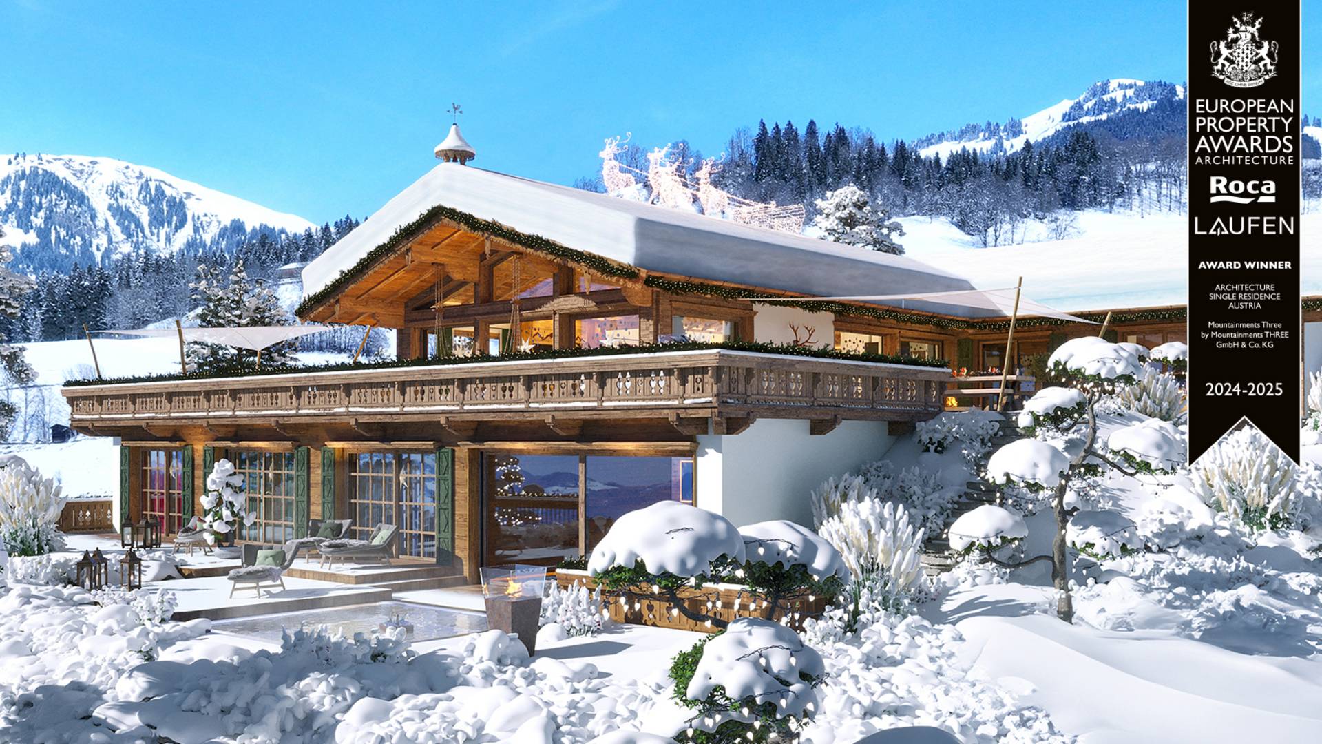 αρχιτεκτονική απεικόνιση Mountainments THREE Kitzbühel – βραβείο European Property Award 2024-2025