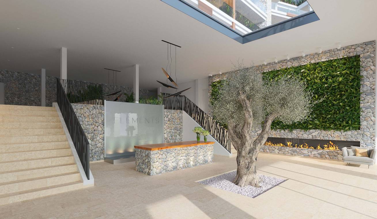 αρχιτεκτονική απεικόνιση lobby πολυτελούς κατοικίας στο Portals Nous Mallorca
